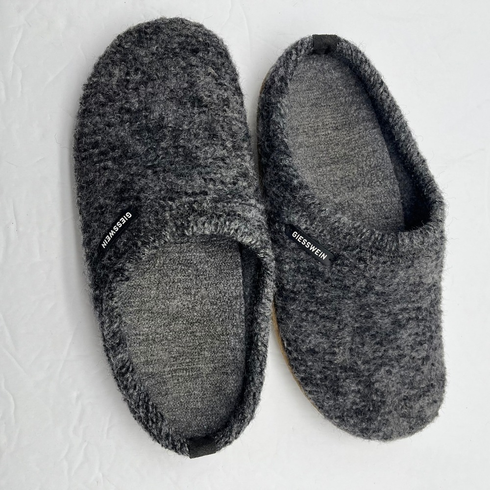 Giesswein Charcoal Grey Boiled Wool Slipper Clogs EU 38 Mens 6 Womens 7.5 Cozy